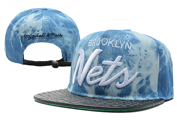 NBA Brooklyn Nets MN Acid Wash Denim Strapback Hat #19